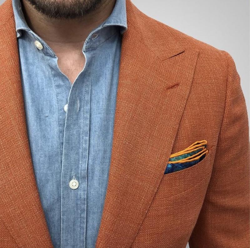 Bold Yet Subtle Spring/Summer Style-  The Orange Hopsack Custom Jacket