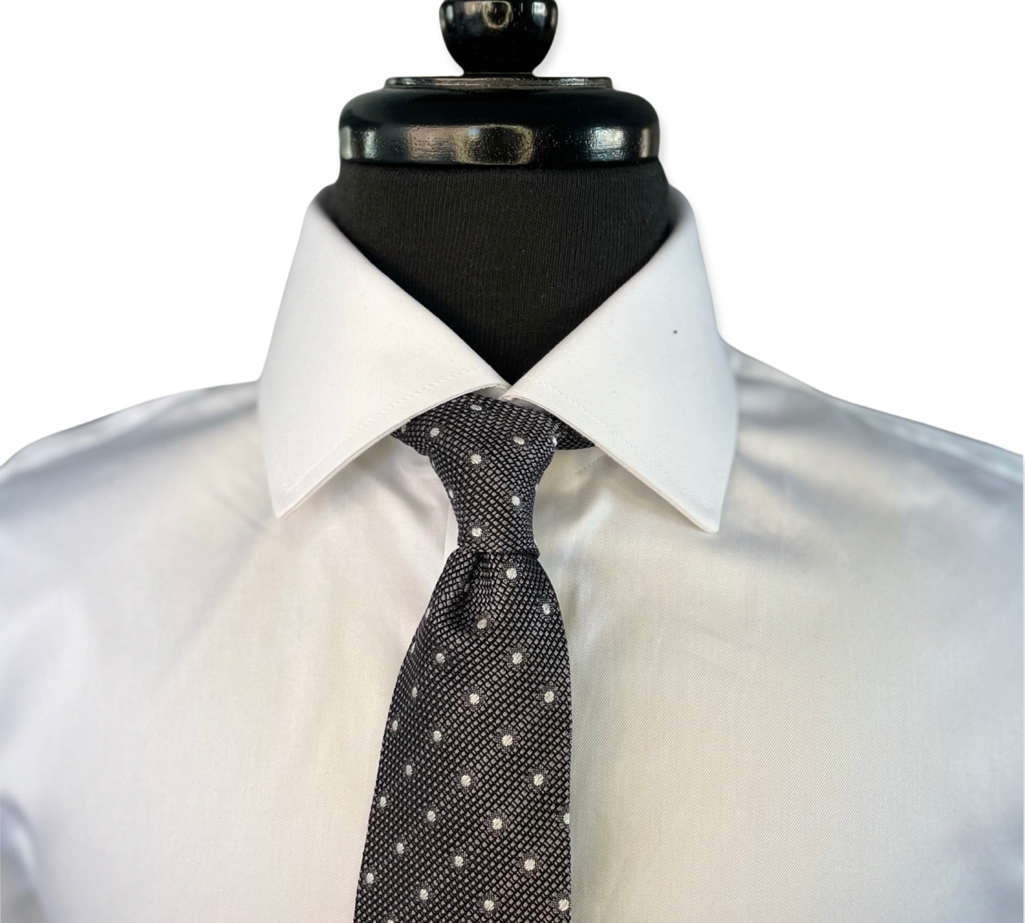 Grey White Dot Grenadine Tie